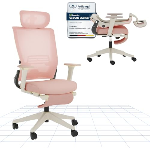 FLEXISPOT Ergonomischer Bürostuhl, Foldex, klappbarer Bürostuhl für Kleine Räume mit Lendenwirbelstütze, Höhenverstellbaren Armlehnen, 2D Kopfstütze, Schreibtischstühle mit Fußstütze für Homeoffice