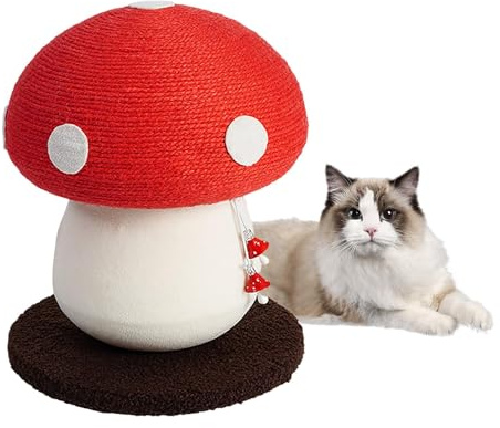 Mushroom Scratching Post, Cute Mushroom Shape Sisal Rope Cat Scratch Post, Litter-freeVertical Cat Scratching Post For Indoor Cats