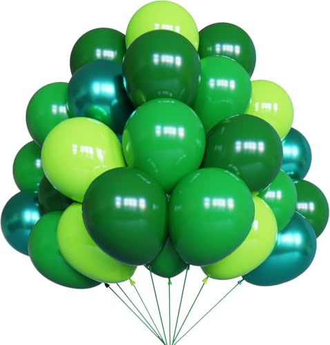 YMSZ Grüne Luftballons, 67 Stück, 30,5 cm, metallisch, grün, dunkelgrün, limettengrün, Latex-Luftballons für St. Patrick's Day, Babyparty, Dschungelsafari-Geburtstagsparty-Dekorationen