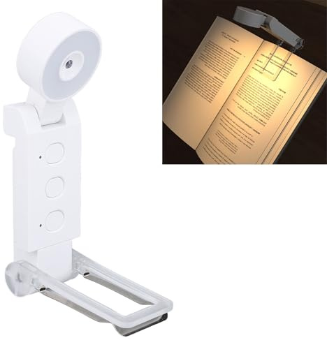 Plyisty Luz de Libro Recargable para Leer en la Cama, Luz de Lectura con Clip Plegable con Temporizador, 5 Colores, 6 Brillo Regulable, Lámpara de Libro LED para Amantes de los Libros