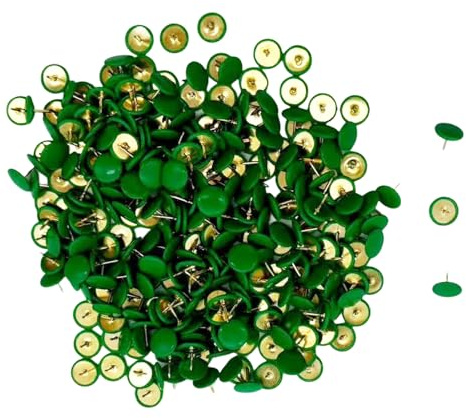 YSDINK 300 Stück Bunte Reißnägel,Runde Metall Reißzwecken,Dekorativ Flache Markierungsnadeln für Pinnwand,Korkwand,Büro und Heimdekoration,10x10mm,Kreativ Push Pins für Karten und Poster (Grün)