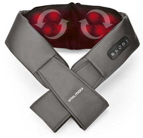 VITALmaxx Shiatsu Nackenmassagegerät | Massagegerät mit Halteschlaufe für Schultern, Nacken, Rücken, Beine, Bauchmuskulatur | Massage mit Wärmefunktion, Knetmassage & Druckmassage