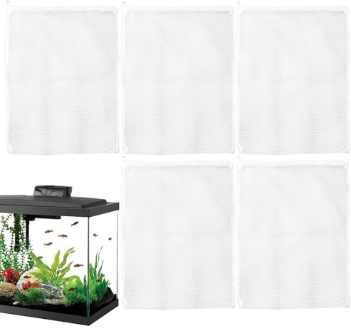 kinrguiyuez Filter Bags for Fish Tank | 5X Reusable Fine Mesh Bag for Fish Tank Filter - Zipper Closure Multi-Purpose Water Purification Gear for Peat, Crushed Coral