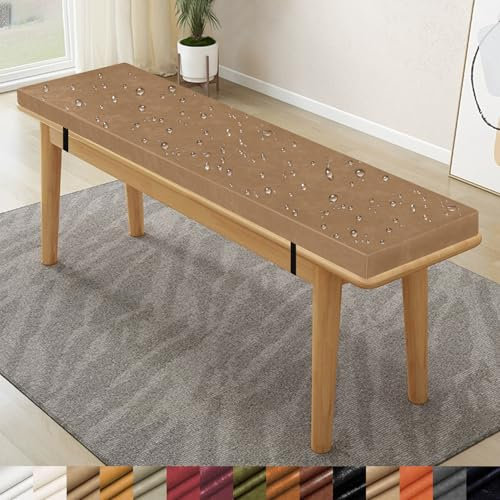 Lsjoaw Bankauflage Sitzbank 180X40X3CM öLwachsleder Auflage Sitzkissen Bank Sitzauflage Outdoor Bankkissen Sitzauflagen Polsterauflage Wasserdicht Sitzbankauflagen Color#4 Hellbraun