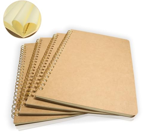Solamigratice Notebook A5 Blanko, 4 Pieces Spiral Notepad, Strength Cover 50 Sheets/100 Pages Note Brochure, 360° Spiral Notepad for Children Paint