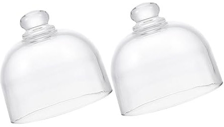 KICHOUSE 2pcs Glass Cake Dome Covers Cake Cover Decorative Cupcake Dessert Fruits Lid