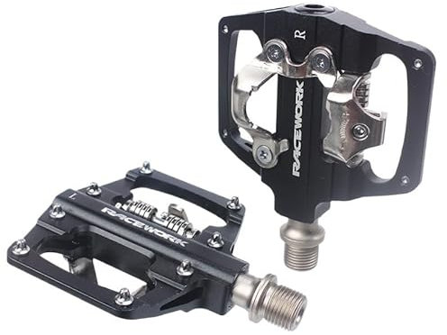 ZHAOQIN Pedale Fahrrad MTB Klickpedale Selbstsichernde CNC-Aluminiumlegierung DU-Lager Doppelte Flache Plattform Mountainbike-Fahrradpedale Fahrradpedale(Noir)