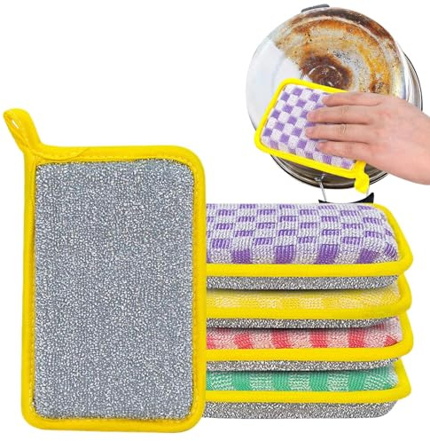 Yianyal Esponjas Vajilla Cocina - Esponja Recurante Doble Cara - Juego de 5 esponjas Antideslizantes para Limpieza de hogar, Fregadero y Cuarto de baño