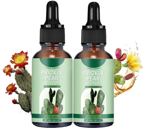 Prickly Pear Seed Oil, Organic Cold Pressed, 50 ml Prickly Pear Seed Oil, Natural Cold-Pressed Cactus Pear Oil, Natural Prickly Pear Oil Face Oil, for Firming Moisturising for All Skin Types (2 Pieces