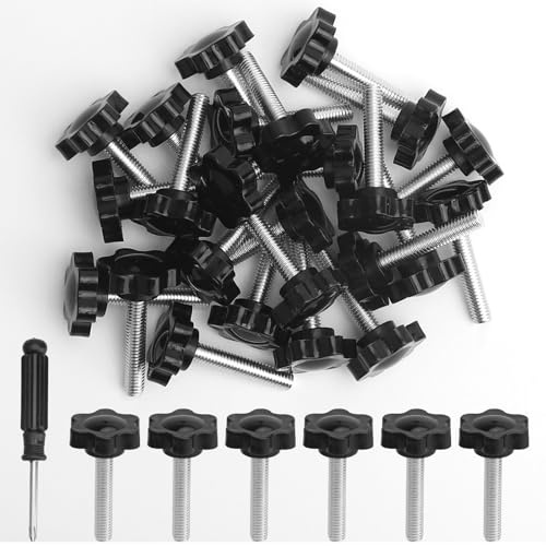 KQDRAVINE 25 Pièces Vis Papillon M6 x30mm avec Tournevis, Ecrou Papillon M6, Ecrou à Oreilles, vis Moletée écrou à Molette Pour Machines-outils, Appareils Mécaniques, Décoration de Meubles