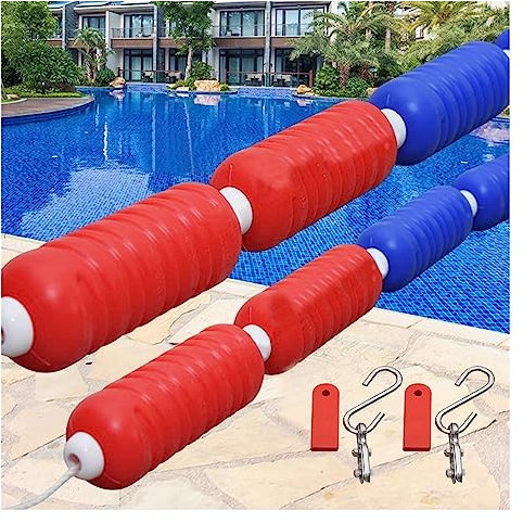 Safety Swimming Lane Divider Rope for Outdoor Pools, Commercial Use, 12-40 ft Lengths, Anti-Scratch Buoy, Durable Caution Line for Lane Separation and Safety.