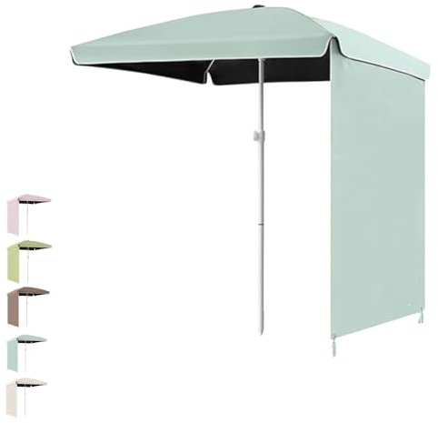 Sombrilla de playa rectangular con pared lateral de 200 cm, protección UV50+, toldo de jardín de poliéster duradero para patio al aire libre, color azul