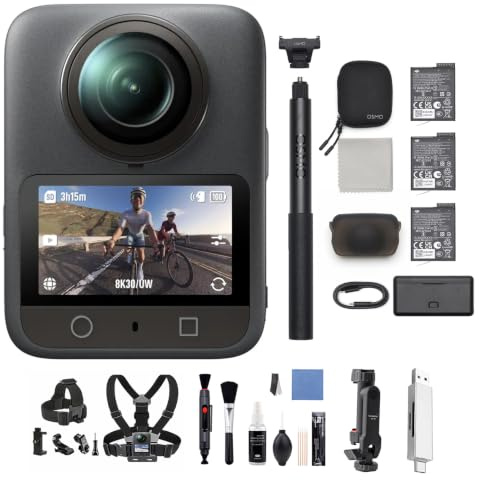 DJI Osmo 360 Adventure Combo mit Mehrere Zubehör, 360 Kamera 1-Zoll-Sensor für 360° Aufnahmen, Action-Cam mit 3 Akkus, Natives 8K 360° Video