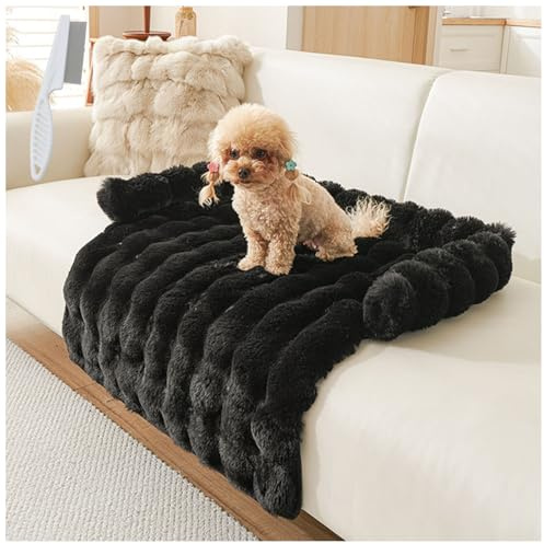 Generisch Luxuriöses Cozy Sofabett, Betten Hund Sofa, Plüsch Flauschiges Hundebett Waschbar und rutschfest bequemer Hundesofa Sofaschutz für Hunde und Katzen (Schwarz)