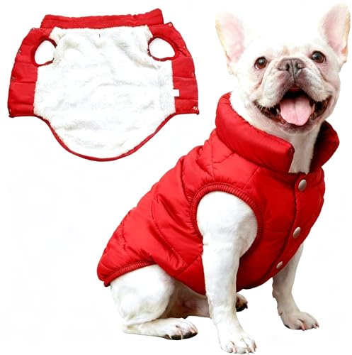 Asmea Abrigo Perro Chaqueta de Perro Cálida de Forro Polar Impermeable Abrigo Perros Mediano Invierno Ropa Perros Abrigos Navideña para Mascotas en Clima Frío Rojo XL