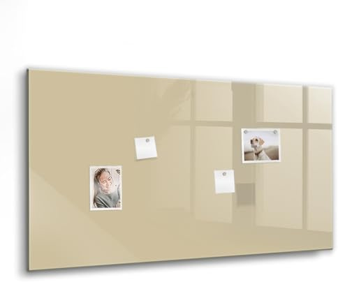 Glas-Magnettafel modern | Whiteboard magnetisch mit Glasfläche | Mit starken Magneten & Zubehör-Set | Kratzfest, abwischbar & ideal für kreative Planung - 120x60cm Beige