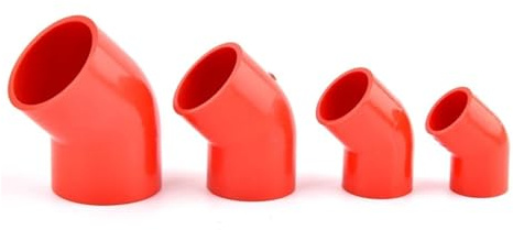1 Stück 20–50 mm rotes PVC-Rohr 90°-Winkel-Direkt-T-Stück-Verbinder Aquarium-Überlauf-Verbindungen Gartenbewässerung Ein-/Auslass-Ablauf-Fittings(45 Degree elbow,50mm)