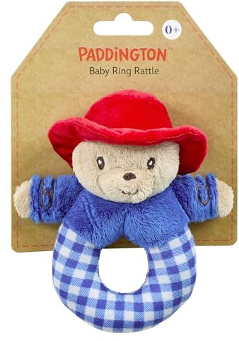 Rainbow Designs Paddington Ring Rattle - Soft Rattle Baby Toy with Gentle Jingle, Blue Coat & Red Hat Plush Newborn Toy for Tiny Hands, Cuddly First Toy with Iconic Character Design