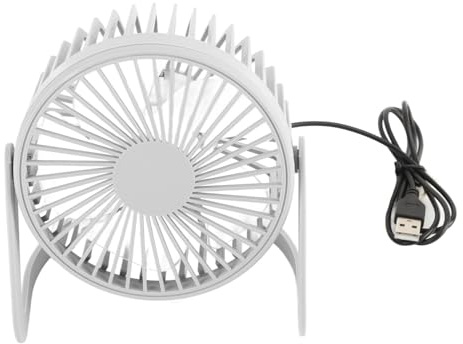 ANKROYU Pequeño ventilador de escritorio USB Motor silencioso Mini ventilador de mesa de alta velocidad para oficina Coche Hogar Interior Exterior Carcasa de plástico con cable de (Blanca)