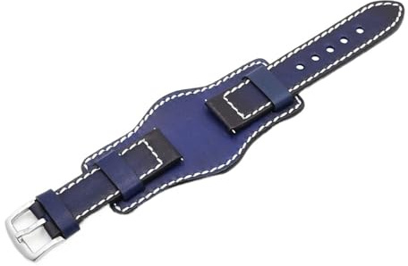 Handgjorda läderklockband 20 mm 22 mm 24 mm med handledsskydd, klocka med spänne i rostfritt stål, 20mm, Acetat, Inga ädelstenar
