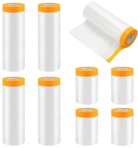 8 Rouleaux de Film Masquage Bache Protection 55cm*20m/150cm*20m/240cm*12m | 3 Tailles Bache de Protection Peinture Rouleau de Film de Protect Automobile pour Couvrir la