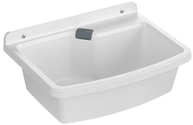 Adventa: Lavabo Multiuso Vela in resina di PP, Installazione a parete, Facile da montare, Kit di scarico incluso, Resistente, Indoor e Outdoor, 60 x 45 x 25 cm, Bianco