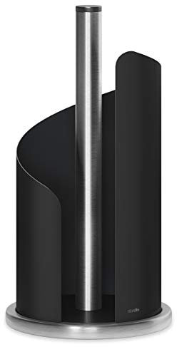stardis Design Küchenrollenhalter Edelstahl matt H 30 Ø15 cm Rollenhalter Papierrollenhalter für Küchenrolle Halter stehend schwarz