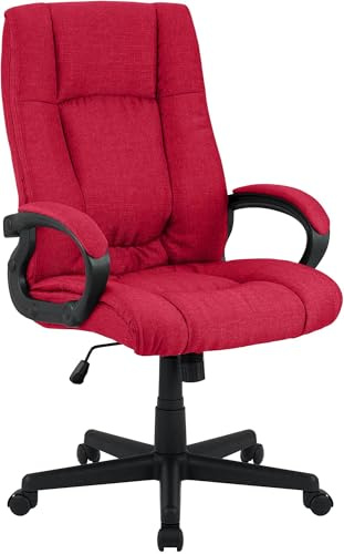 CLP Bürostuhl ergonomisch mit Rollen und Höhenverstellung, Chefsessel höhenverstellbar und Wippfunktion, rückenschonend, Drehstuhl Sparta Farbe rot