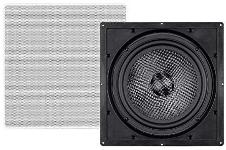 Monoprice in Wall Speaker 10 Inch (Each) Carbon Fiber, 300 Watt Subwoofer, Home Theater, Easy Install - Alpha Series
