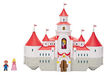 JAKKS Pacific Super Mario Movie Deluxe playset Castello di Peach con personaggi 4 cm. Dal nuovo film di animazione Super Mario Bros