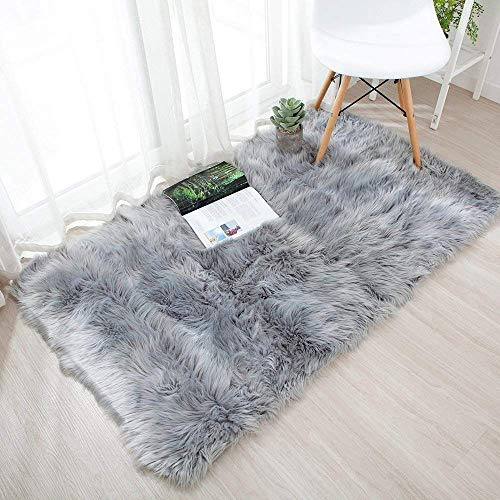 QINGLOU Oveja de Piel sintética Felpudo Alfombra,Cozy sensación como Real, excelente Piel sintética de Calidad Alfombra de Lana