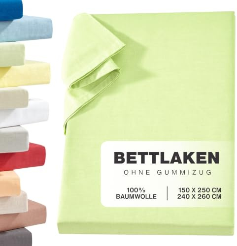 Carpe Sonno Linon Überwurf ohne Gummizug 150x250 cm – Lime Baumwolle | Blickdichtes Haustuch & Betttuch | vielseitig als Tischtuch oder Sofa- & Sessel-Überwurf | Laken aus 100 % Baumwolle