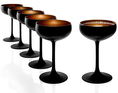 Stölzle Lausitz Coppette da Champagne Elements Nero/Bronzo 6x230 ml – Eleganti Bicchieri in Cristallo per Champagne Prosecco e Cocktail – Lavabili in Lavastoviglie Resistenti e Senza Piombo