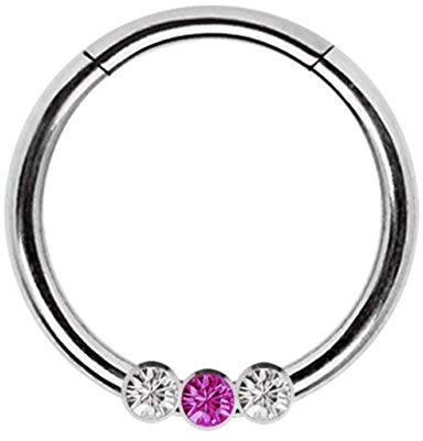 Piercing Smooth Segment Ring, Clicker mit kleinen Steinen in 1,2 mm