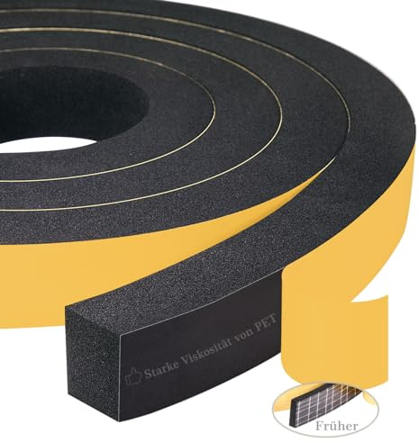 Yotache Dichtungsband Selbstklebend 25 mm(B) x 20 mm(D) Türdichtung Selbstklebend Wärmedämmung, Schalldämmung, Stoßfestigkeit, Schwarz (2 Rollen je 2m lang)