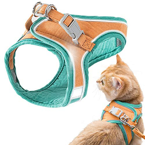 GeeRic Katzengeschirr,Katzengeschirr Ausbruchsicher,Katzen Weste mit Leine, Verstellbare Geschirr für kleine Katze, Escape Proof Cat Harness Set mit reflektierenden Streifen