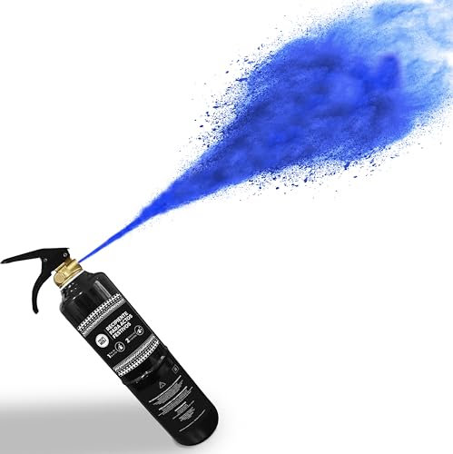 POLVO HOLI- Extintor 1 kg con Polvo Holi (Azul) Extintor tamaño pequeño de polvo de colores para tu fiesta Holi, Baby Shower, evento, carrera holi, fiesta, cumpleaños