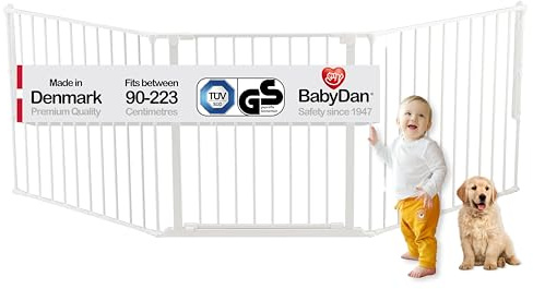 BabyDan Galten L, 90-223 cm, Treppenschutzgitter/Raumteiler, Weiß, Hergestellt in Dänemark - Kinderschutzgitter/Sicherheitsgitter (Haustiergitter/Hundegitter/Hundelaufstall)