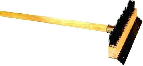 Pizza Oven Brush Long Wooden Handle with Wire Brush and Scraper