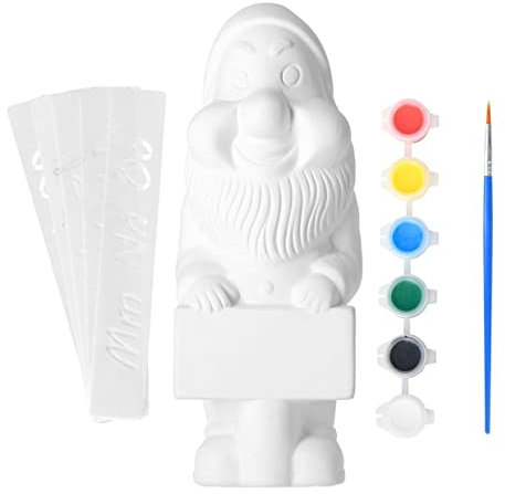 Rivanto® Do-It-Yourself Gartenzwerg mit Pinsel, Schablonen und Farben, Gartendekoration