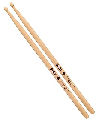 Sela Professional Maple 7A Drumsticks - ideal für sanften Rock - Schlagzeug-Sticks für Fortgeschrittene - 6 Paar Wooden-Sticks - Schlagzeug-Zubehör aus Ahornholz - Eichel-Kopf-Form
