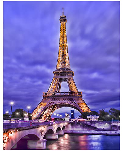 DIY 5D Quadrato Diamond Painting 40x50 cm Mosaico Fai Da Te Pietre Dipingere con i Numeri set Pittura Diamante 5D Grandi Dimensioni Regalo Kit per Punto Croce Paesaggio paesaggio Torre Eiffel Parigi