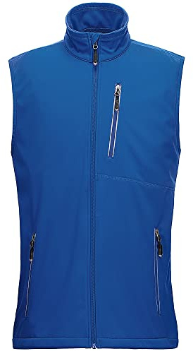 33,000 fot lätt softshell väst för män, vattentät vindtät löparväst, ventilerande väst gilet ärmlös jacka för cykling, löpning, vandring, golf, arbete, Klassisk blå, 3XL
