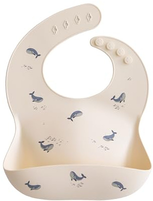 Mushie Baleines d'alimentation bébé en silicone imperméable Ajustable Fit