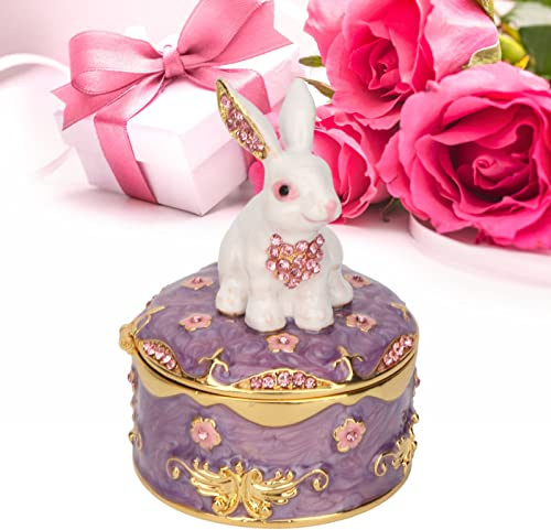 HEITIGN Vintage Faberge Ei Trinket Box Carriage Rabbit Figur Trinket Boxes Rich Emaille Sparkly Jewellery Box Store Luxury Gifts Romantic Home Decor