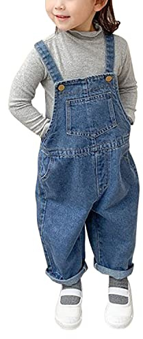 Boodtag Kids Toddler Girls Boys Denim Dungarees Jeans Overalls Bib Pants Trousers Blue-buttons 2-3 Years