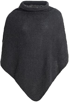 Knit Factory - Coco Stickad Poncho - Anthracite - One Size