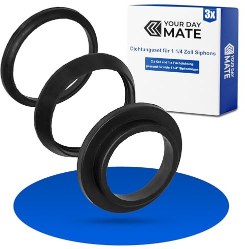 Set di guarnizioni per sifone da 1 ¼, 2 guarnizioni a cuneo, 1 guarnizione piatta, in gomma, in Nero, guarnizione per scarico lavello da 1 1/4 di pollice, sifone a bottiglia