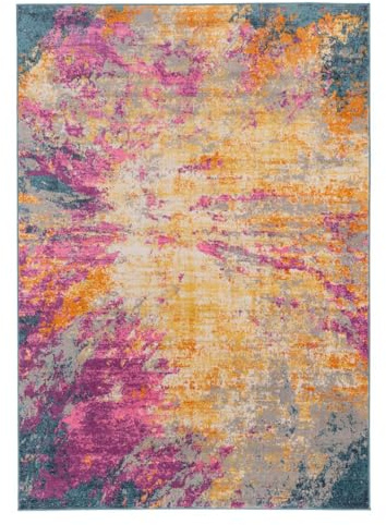 Multicolour Rug Kids Bedroom Rug Teens Rug Colour Splash Hot Pink Yellow Blue Sheen Modern Art Soft Pile Funky Design Abstract Pattern Area Rugs Regular 160cm x 230cm