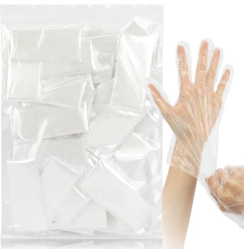 MAQIHAN 100Pcs(50Paris) Plastic Gloves Disposable - Plastic Food Safe Handling Food Prep Service Gloves Clear Food Handler Cooking Serving Gloves Kitchen Restaurant Hair Dye Gloves Individual Packaged